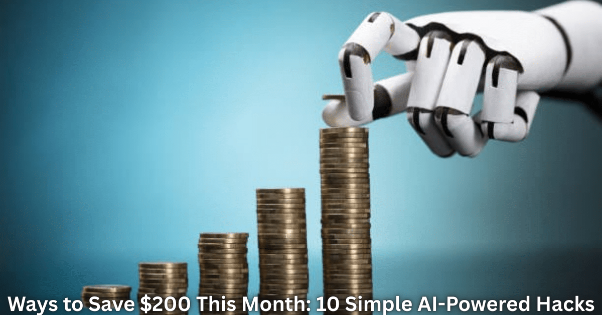 Home 28 Robotic AI hand stacking coins into rising columns, symbolizing AI-powered money-saving strategies and personal finance growth.